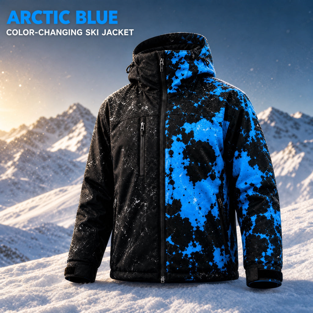 Coldsnap jacket in the Arctic Blue colourway, shown mid colour shift