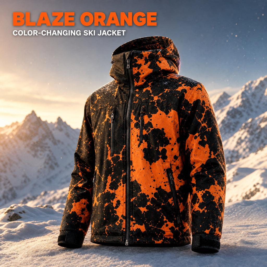 Coldsnap jacket in the Blaze Orange colourway, shown mid colour shift