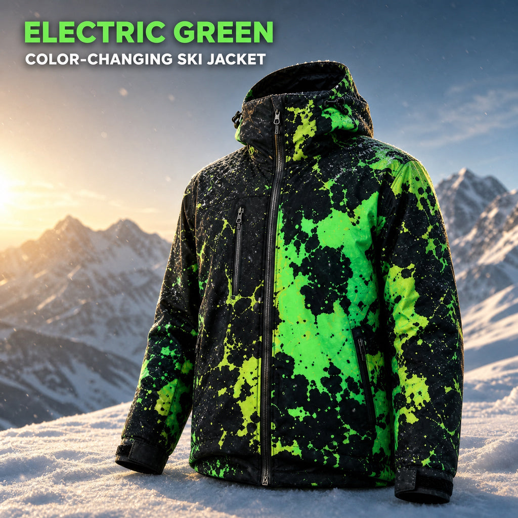 Coldsnap jacket in the Electric Green colourway, shown mid colour shift