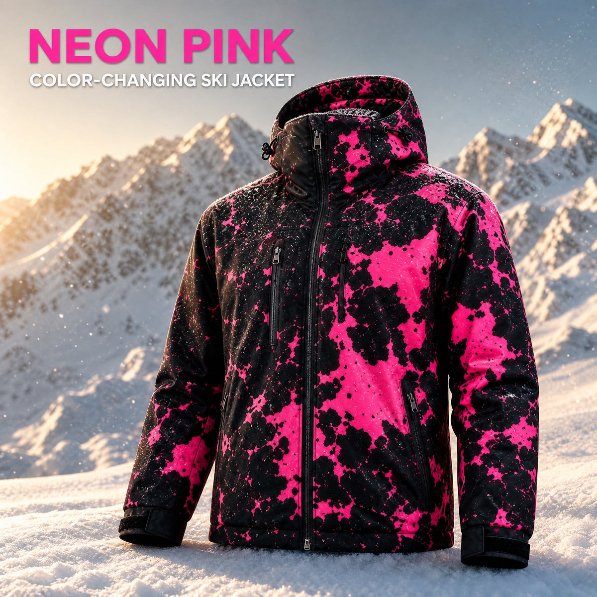Coldsnap jacket in the Neon Pink colourway, shown mid colour shift